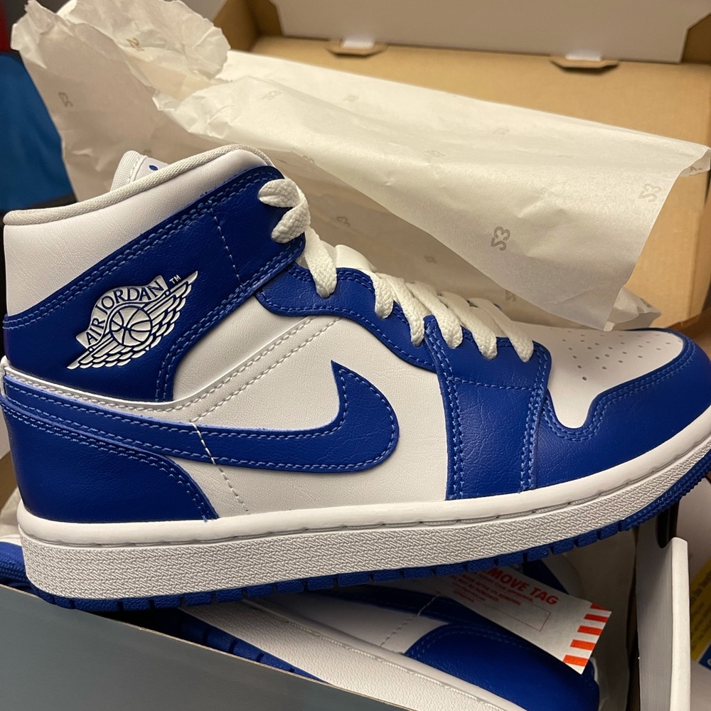 Jordan 1 brand new in box ,women 6 1/2, blue and white